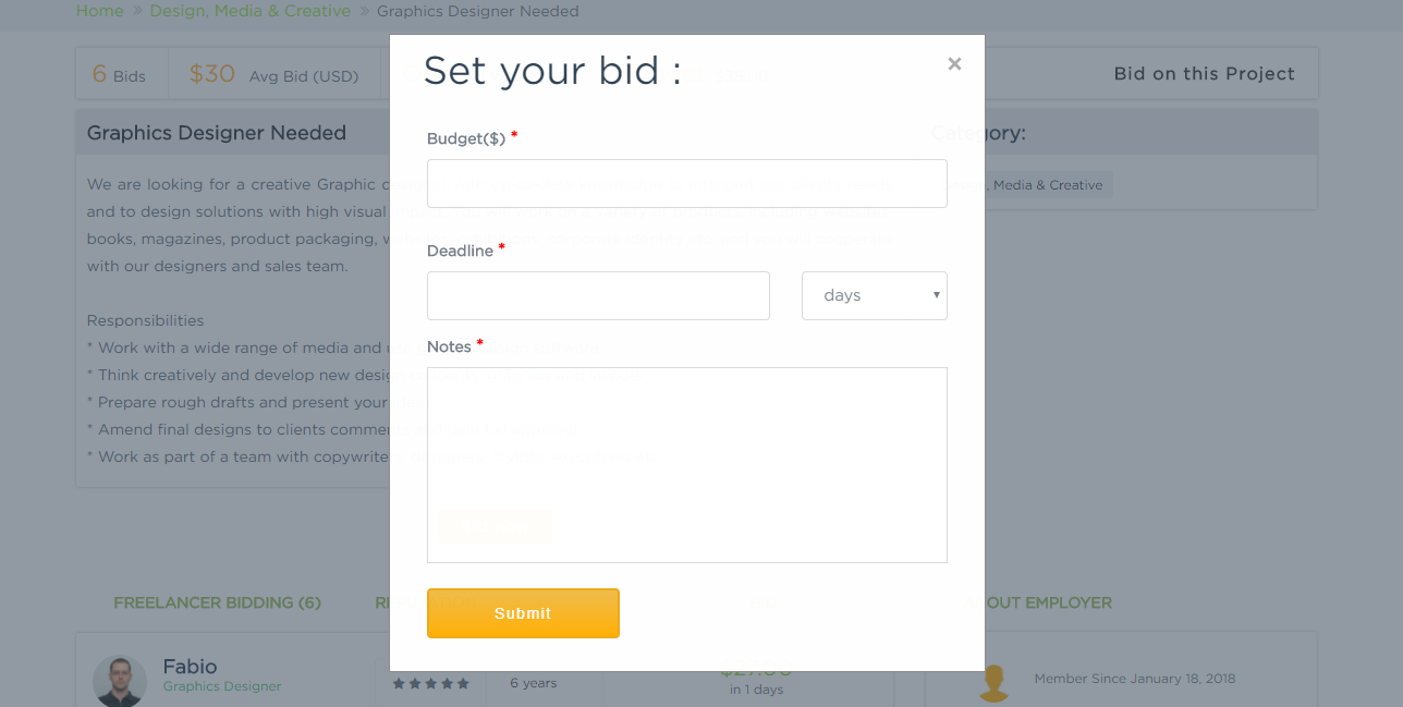 Bid over projects