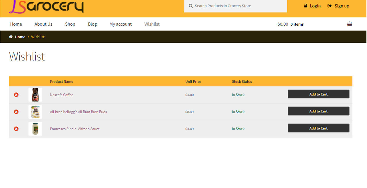 Wish list Feature